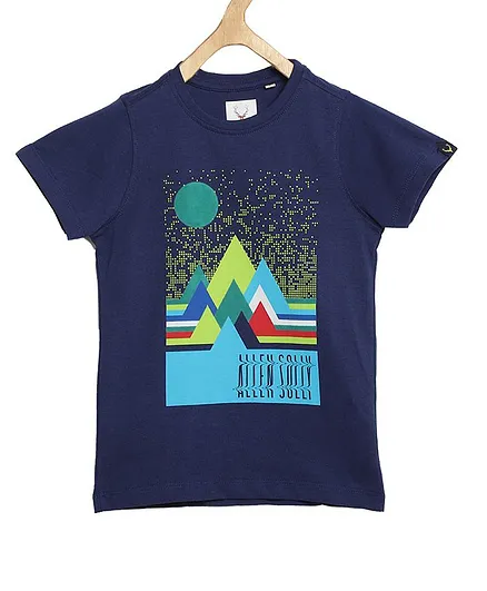 Allen Solly Juniors Half Sleeves Printed Tee - Blue