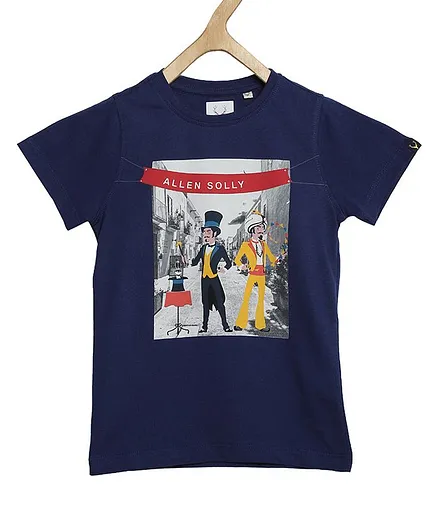 Allen Solly Juniors Half Sleeves Magicians Print Tee - Navy Blue