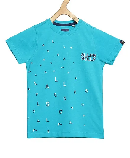Allen Solly Juniors Half Sleeves Alphabets Print Tee - Light Blue