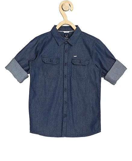 Allen Solly Juniors Full Sleeves Solid Shirt - Blue