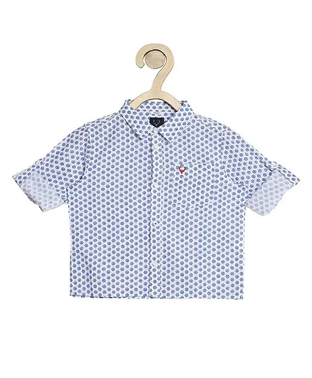 Allen Solly Juniors Full Sleeves All Over Printed Shirt - White