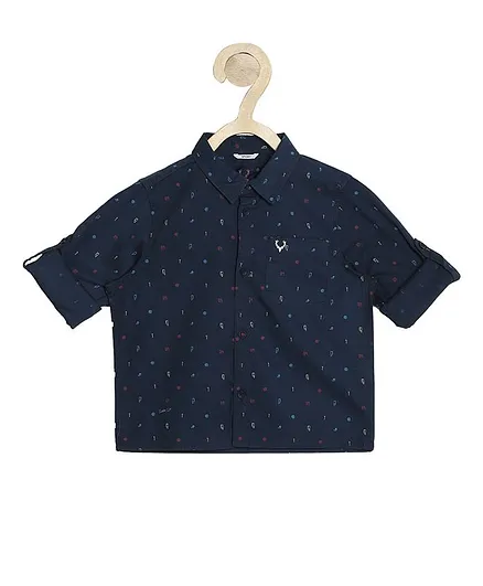 Allen Solly Juniors Full Sleeves All Over Printed Shirt - Navy Blue