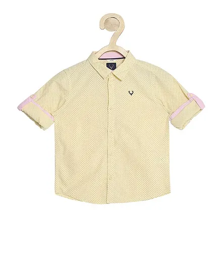 Allen Solly Juniors Full Sleeves Caret Symbol Print Shirt - Light Yellow