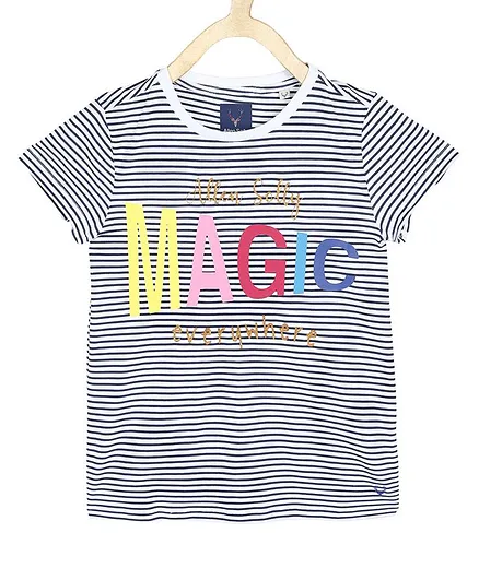 Allen Solly Juniors Half Sleeves Striped Top - Navy Blue
