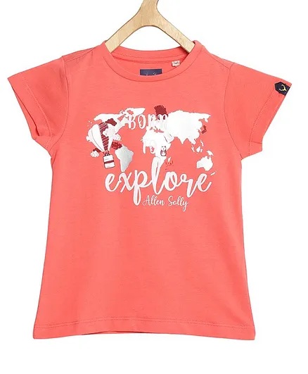 Allen Solly Juniors Half Sleeves Explore Print Top - Pink