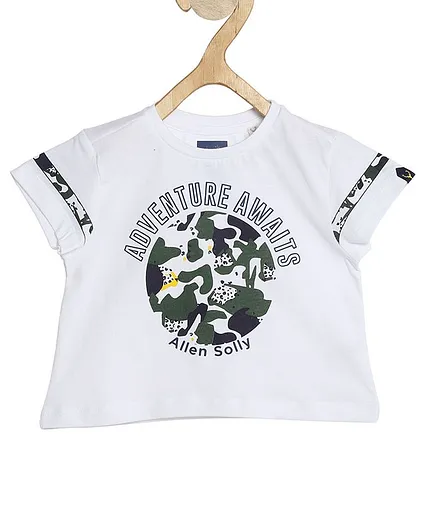 Allen Solly Juniors Half Sleeves Adventure Awaits Print Top - White