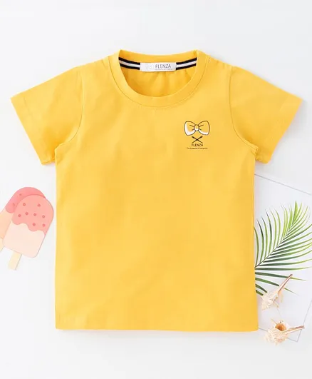 Flenza Solid Colour Half Sleeves Tee - Yellow