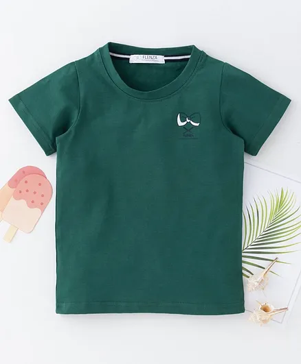 Flenza Solid Colour Half Sleeves Tee - Green