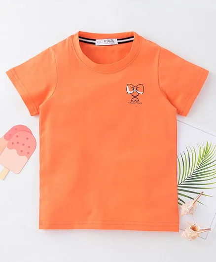 Flenza Solid Colour Half Sleeves Tee - Orange