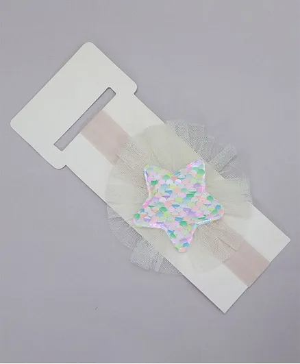 TMW Kids Glitter Star Tulle Flower Headband - Offwhite
