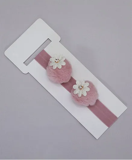 TMW Kids Faux Fur Pom Pom Daisy Flower Headband - Pink