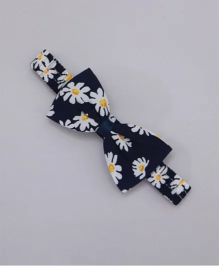 TMW Kids Daisy Flower Printed Bow Headband - Navy Blue