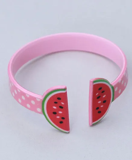 TMW Kids Polka Dot Watermelon Fruit Adjustable Bangle Cuff Bracelet - Peach