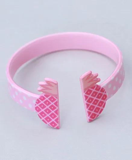 TMW Kids Polka Dot Pineapple Fruit Adjustable Bangle Cuff Bracelet - Light Pink
