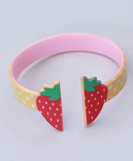 TMW Kids Polka Dot Strawberry Fruit Adjustable Bangle Cuff Bracelet - Yellow