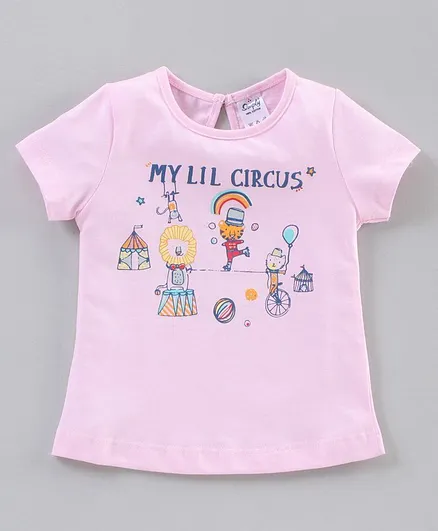 Simply Half Sleeves Top Circus Print - Pink