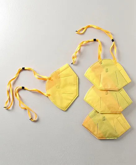 FROGGY Pack Of 4 Unvalved Anti-Pollution N95 With Head Loop Masks - Yellow