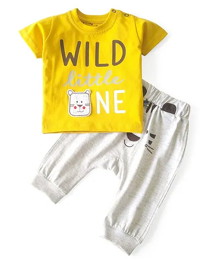 Mini Taurus Half Sleeves Tee & Pajama Set - Yellow