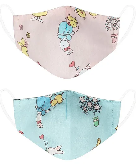 VEA Kids 5 Layered Cotton Face Masks Multi Printed Small Pack of 2 - Multicolour