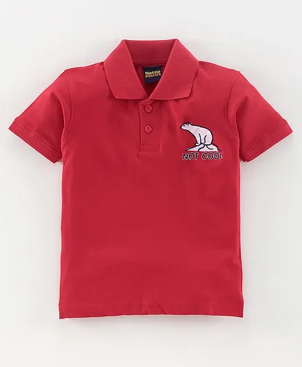 Nottie Planet Short Sleeves Polar Bear Patch Tee - Red