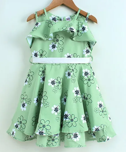 Nottie Planet Sleeveless Floral Print Dress - Green