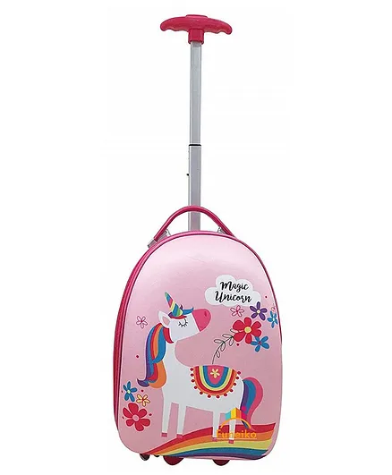 FunBlast Hard Canvas Luggage Trolley Bag Unicorn Print - Pink