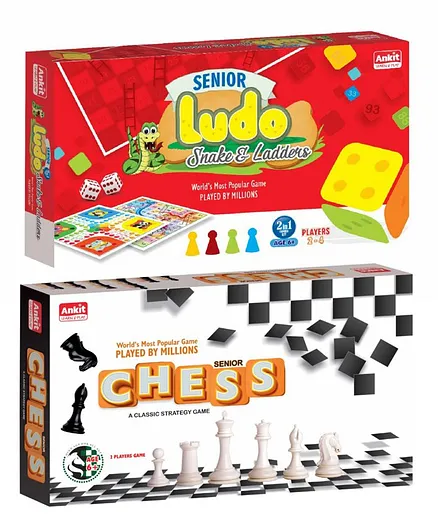 Ankit Toys Ludo 15 Senior & Chess 15 Senior Combo - Multicolor