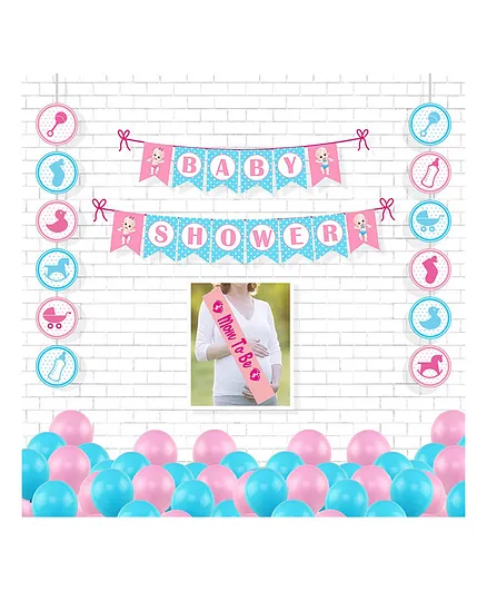 Untumble Baby Shower Party Kit with Balloons Pink Blue - Pack of 14