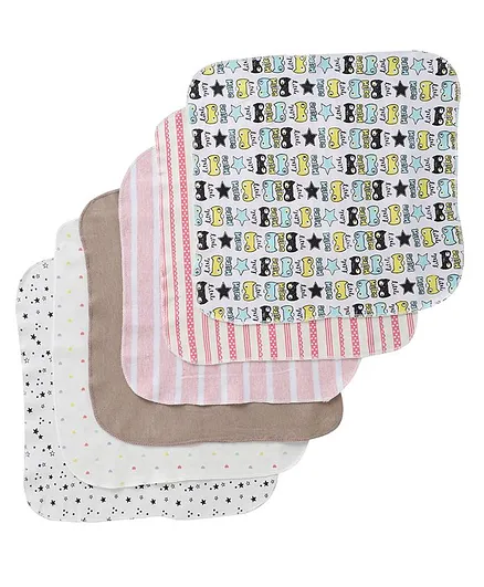 BUMZEE Pack Of 6 Stripped & Cat Print Napkins - Multi Color