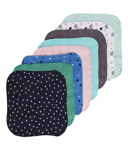 BUMZEE Assorted Pack Of 8 Crown & Polka Dotted Napkins - Multi Color