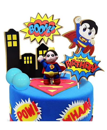 Party Propz Super Hero Theme Cake Topper Multicolor - Pack of 7