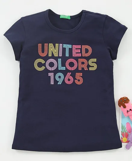 UCB Half Sleeves T-Shirt Text Print - Blue