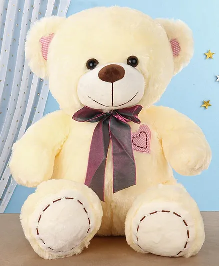 Dimpy Stuff Teddy Bear With Ribbon Cream - Height 40 cm