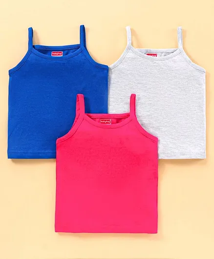 Babyhug 100% Cotton Slips Pack of 3 - Pink Blue Grey
