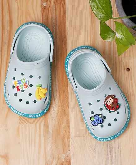 PASSION PETALS Monkey Embossed Clogs - Light Green