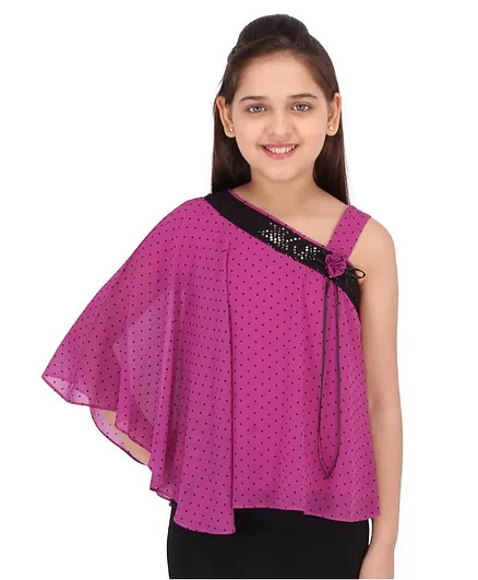 Cutecumber Sleeveless Polka Dots Print Top - Purple