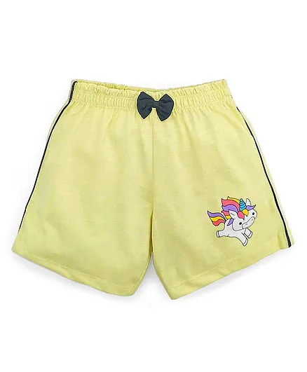 Ojos Mid Thigh Length Shorts Unicorn Print - Cream
