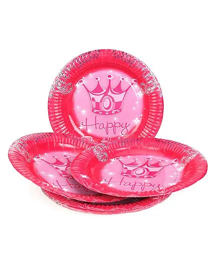 Karmallys Paper Plates Crown Print Pack of 10 - Red