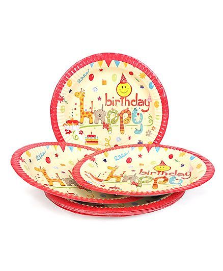 Karmallys Paper Plates HAppy Birthday Print Pack of 10 - Multi Color