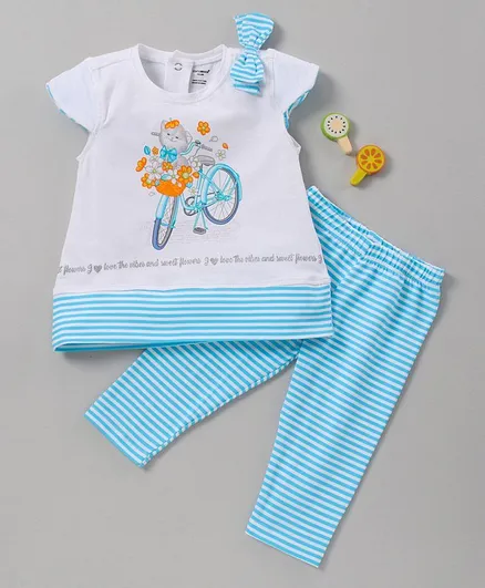 Cucumber Half Sleeves Top and Full Length Bottomwear - Blue