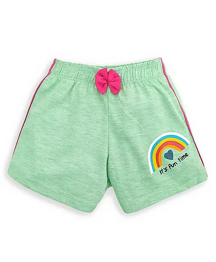 Ojos Mid Thigh Shorts Rainbow Print - Green