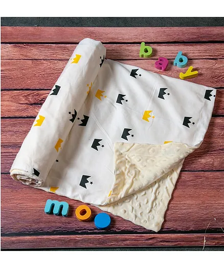Baby Moo Crown Cream Double Sided Blanket - Cream