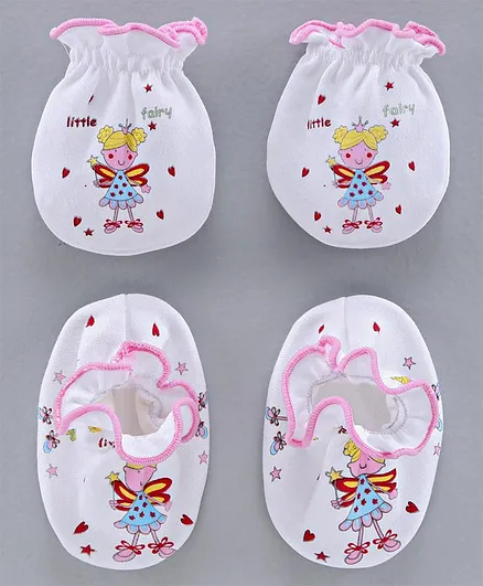 Ben Benny Printed Mittens & Booties - Pink
