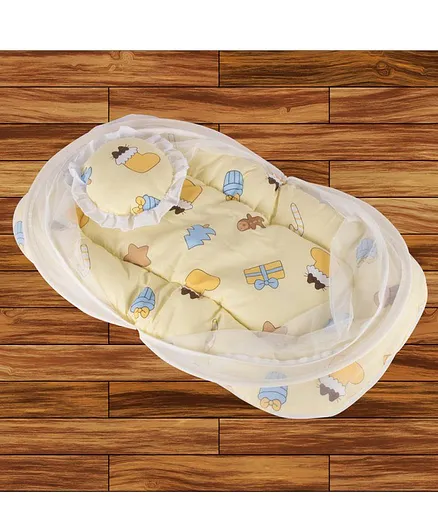 Mittenbooty Cotton Mosquito Net With Attached Bedding Set Ice Cream Print - Yellow