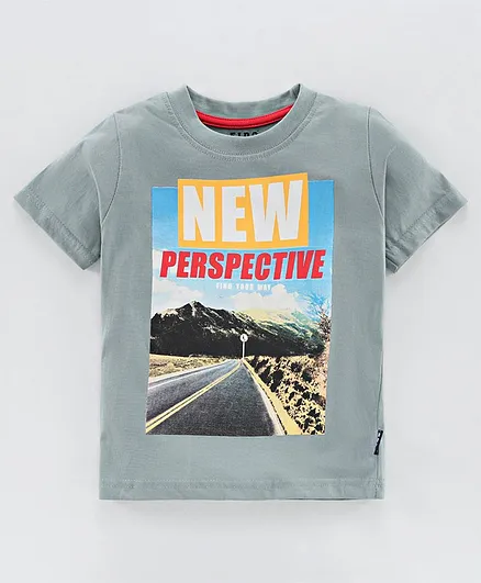 Fido Half Sleeves Tee Text Print - Blue
