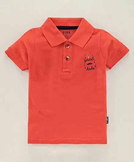 Fido Half Sleeves Tee Smart Dude Print - Red
