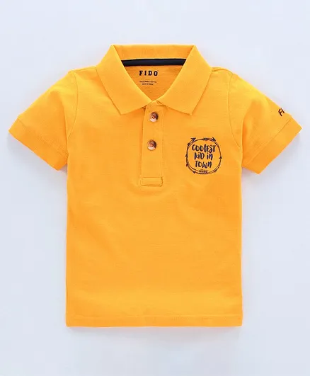 Fido Half Sleeves Tee Text Print - Yellow