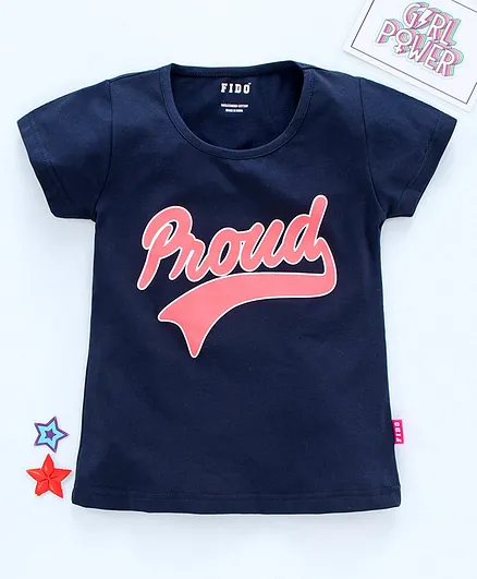 Fido Half Sleeves Top Proud Print - Blue