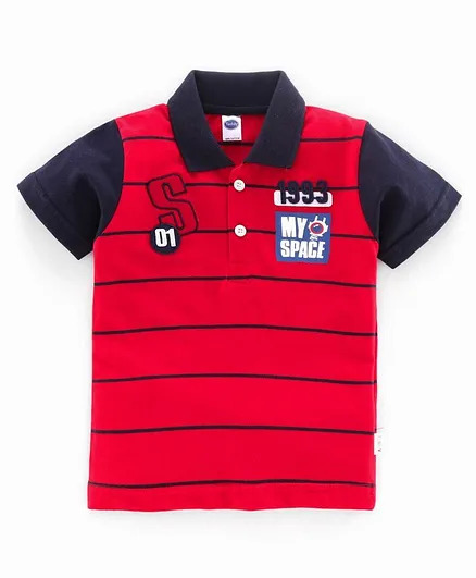 Teddy Half Sleeves Polo T-Shirt - Red