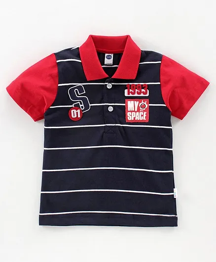 Teddy Half Sleeves Polo T-Shirt - Blue